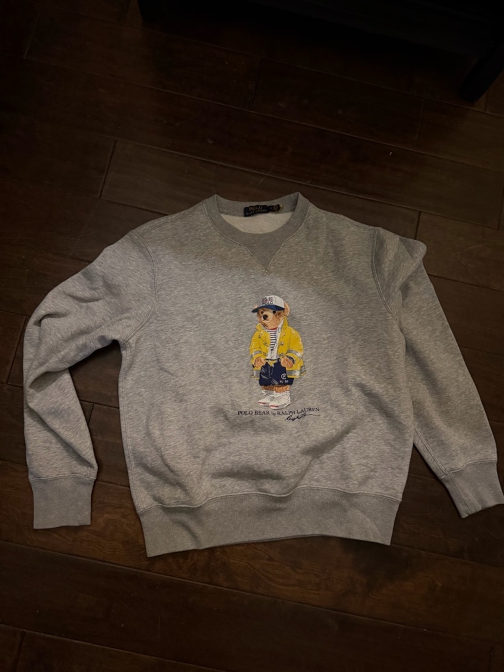 Polo by Ralph Lauren Gray Crewneck Sweatshirt with Polo Bear in Yellow Jacket